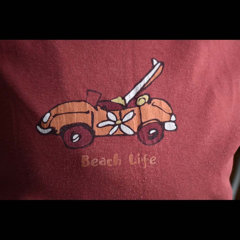 Columbia- “Beach Life” t-shirt, rust color. L